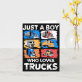 Just A Boy Who Loves Trucks Funny Semi Truck Lover カード (黄色い花)