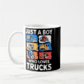 Just A Boy Who Loves Trucks Funny Semi Truck Lover コーヒーマグカップ (左)