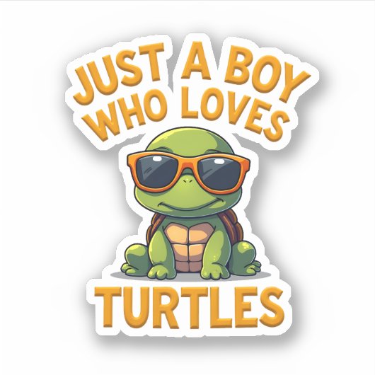 Just a boy who loves turtles Children boy シール (正面)
