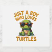 Just a boy who loves turtles Children boy スパークリングワインラベル (シングルラベル)