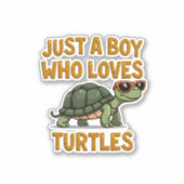 Just a boy who loves turtles Children boy (2) シール (正面)