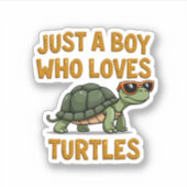 Just a boy who loves turtles Children boy (2) シール (正面)
