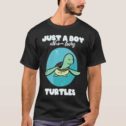 Just a boy who loves turtles  funny turtle costume tシャツ (正面)