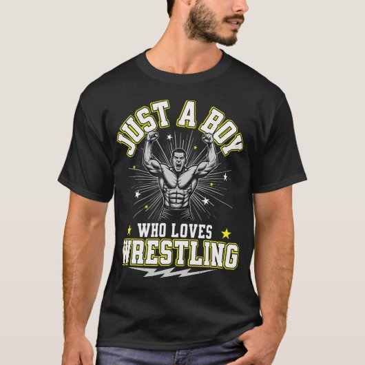 Just A Boy Who Loves Wrestling Boys Wrestler Tシャツ (正面)