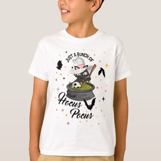 Just a Bunch of Hocus Pocus Witch Cat Graphic Tシャツ (正面)
