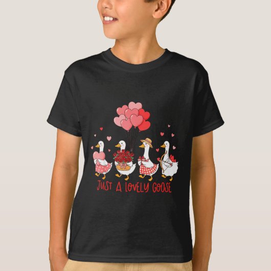 Just A Cute Goose Funny Valentines Shirt For Women Tシャツ (正面)
