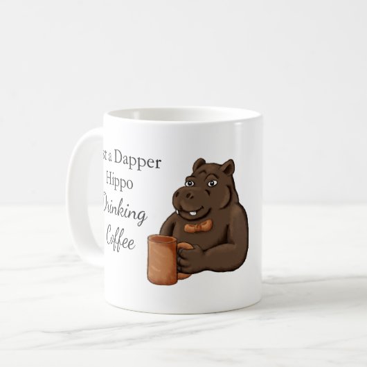 Just a Dapper Hippo Drinking Coffee - Funny Mug コーヒーマグカップ (正面左)