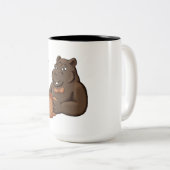 Just a Dapper Hippo Drinking Coffee - Funny Mug ツートーンマグカップ (正面右)