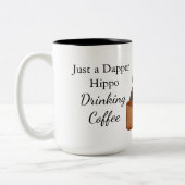 Just a Dapper Hippo Drinking Coffee - Funny Mug ツートーンマグカップ (左)