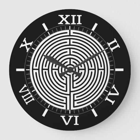Just a Dial Maze on Blackダイヤル ラージ壁時計 (正面)