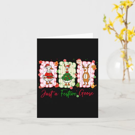 Just A Festive Goose Christmas Holiday Funny Silly カード (黄色い花)