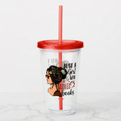 JUST A GIRL，ブックラバーフローラブッ読クス アクリルタンブラー (正面)