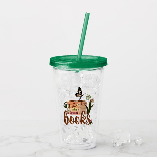 JUST A GIRL，ブックラバーフローラブッ読ク's，ブック アクリルタンブラー (アイス裏面)