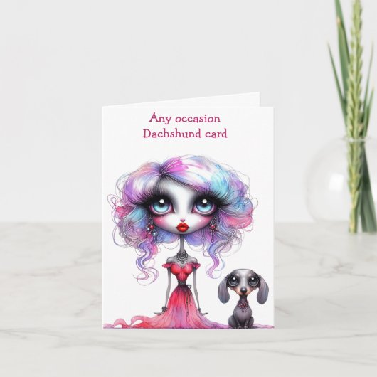 Just a Girl and her dachshund Dog Card カード (正面)