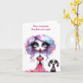 Just a Girl and her dachshund Dog Card カード (黄色い花)