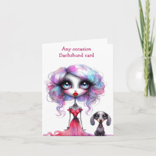 Just a Girl and her dachshund Dog Card カード