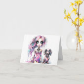 Just a Girl and her dachshund Dog Card カード (黄色い花)