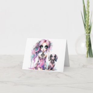 Just a Girl and her dachshund Dog Card カード