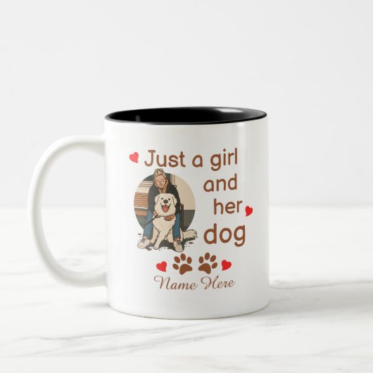 Just A Girl And Her Dog Personalized Name ツートーンマグカップ (左)