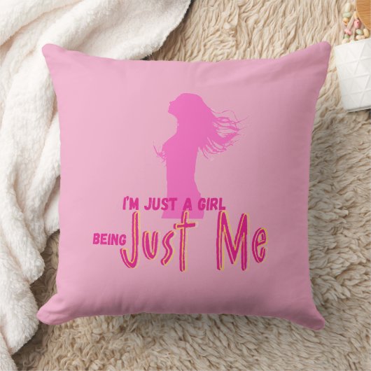 just a girl, cute pillow, aesthetic pillow クッション (ブランケット)