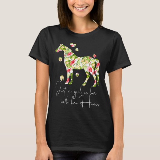 Just A Girl In Love With Her Horses  Riding Girls Tシャツ (正面)
