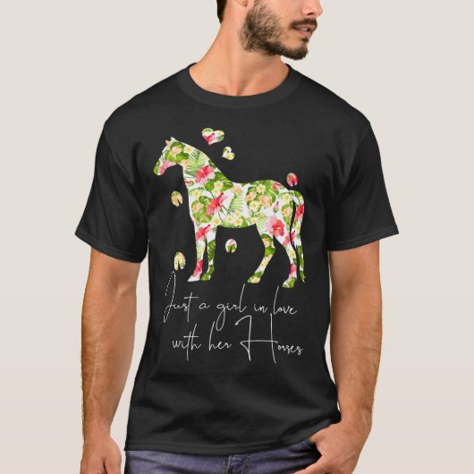 Just A Girl In Love With Her Horses  Riding Girls Tシャツ (正面)
