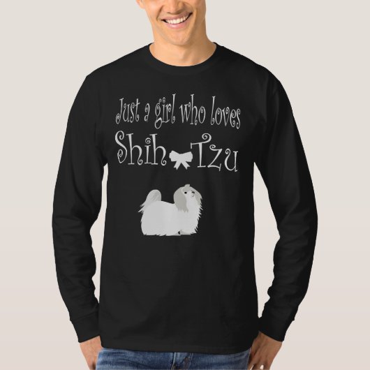 Just A Girl Loveシーズー（犬）Tzu Dogsプレミアムスクープ Tシャツ (正面)