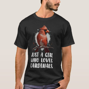 Just a Girl Loves Bird深紅色野鳥観察レッドC Tシャツ