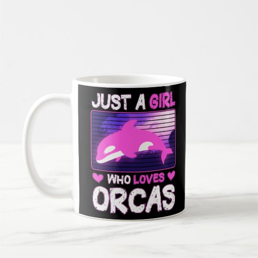 Just A Girl Loves Orcas - Cute & Orca Love コーヒーマグカップ (左)