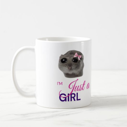 Just a Girl Mug – Cute Sad Hamster  コーヒーマグカップ (左)