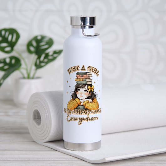 Just a Girl Who Brings Books Everywhere ウォーターボトル (ヨガ (回転後))