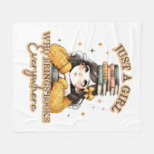 Just a Girl Who Brings Books Everywhere  フリースブランケット (正面(横))