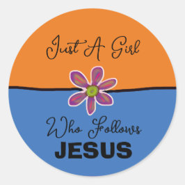 Just a Girl Who Follows Jesus Orange Blue ラウンドシール