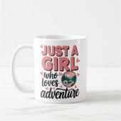 Just a Girl Who Loves Adventure Hiking Design コーヒーマグカップ (左)