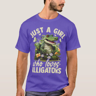 Just A Girl Who Loves Alligator Aesthetic Flower W Tシャツ