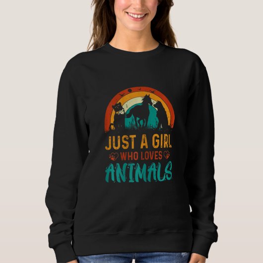 Just A Girl Who Loves Animals Girls Tee スウェットシャツ (正面)