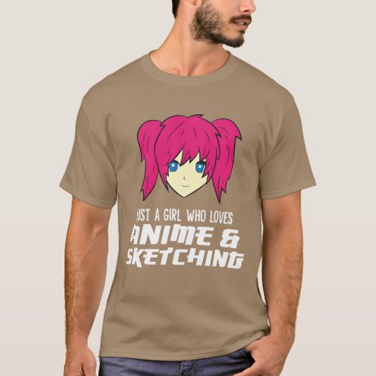 Just a Girl Who Loves Anime And Sketching Funny vi Tシャツ (正面)