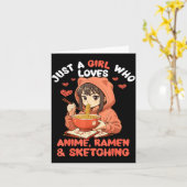 Just A Girl Who Loves Anime Ramen And Sketching Ja カード (黄色い花)