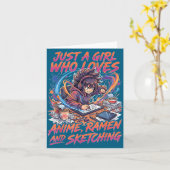 Just A Girl Who Loves Anime Ramen And Sketching Ma カード (黄色い花)