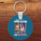 Just A Girl Who Loves Anime Ramen And Sketching Ma キーホルダー (正面)