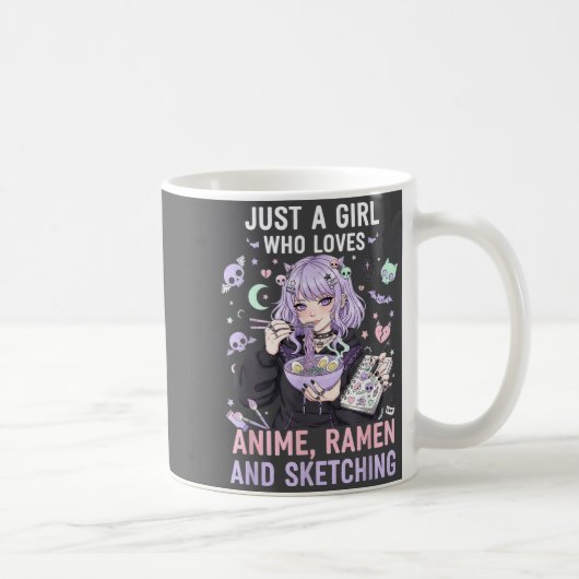 Just A Girl Who Loves Anime Ramen And Sketching Ma コーヒーマグカップ (右)