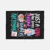 Just A Girl Who Loves Anime Ramen Sketching Japan  フリースブランケット (正面(横))