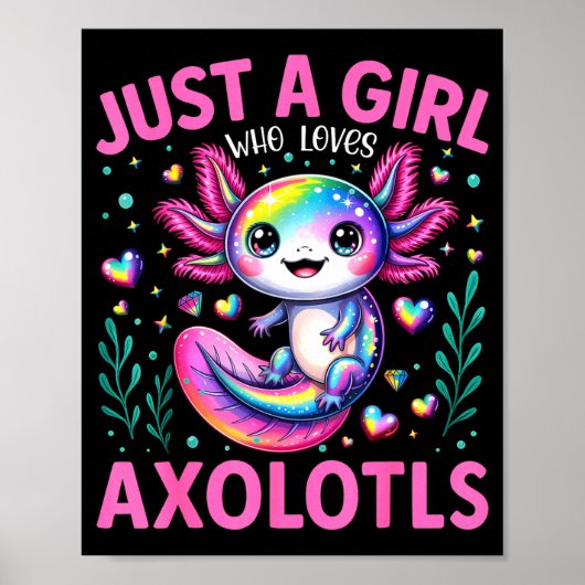 Just A Girl Who Loves Axolotls Kawaii Kids Girls  ポスター (正面)