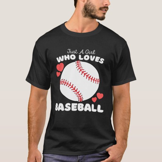 Just A Girl Who Loves Baseball  Cute Girls Athelti Tシャツ (正面)