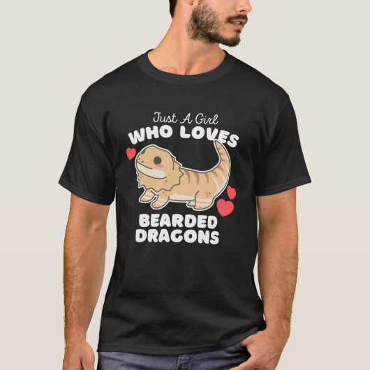 Just A Girl Who Loves Bearded Dragons Cute Girls D Tシャツ (正面)