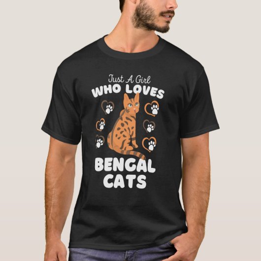 Just A Girl Who Loves Bengal Cats Cute Cat Kids Tシャツ (正面)