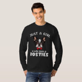 Just a Girl Who Loves Bosties Boston Terrier Dog Tシャツ (正面フル)
