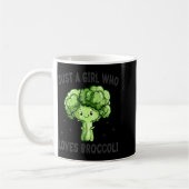 Just A Girl Who Loves Broccoli Funny Broccoli Love コーヒーマグカップ (左)