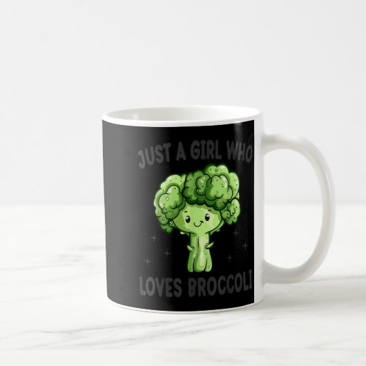Just A Girl Who Loves Broccoli Funny Broccoli Love コーヒーマグカップ (右)