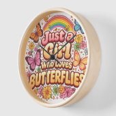 Just a Girl Who Loves Butterflies – Cute Floral  壁時計 (傾斜)